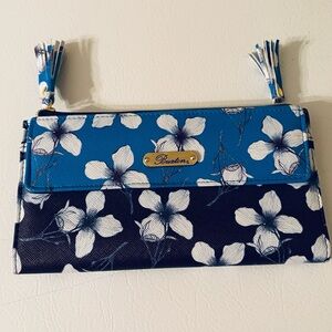 Buxton Women's Checkbook Wallet Blue Purple White Floral Credit Card ID